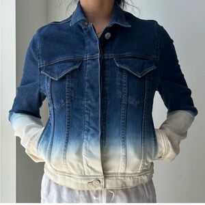 Acne Studios Women's Ombre Denim Jacket in Blue and Cream